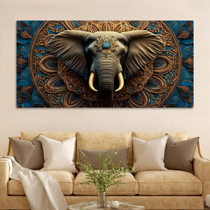 Premium Artistic Elephant Head Mandala Canvas Wall Painting for Home