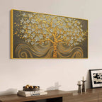 Premium Artistic Golden Blossom Tree Abstract Canvas Wall Painting