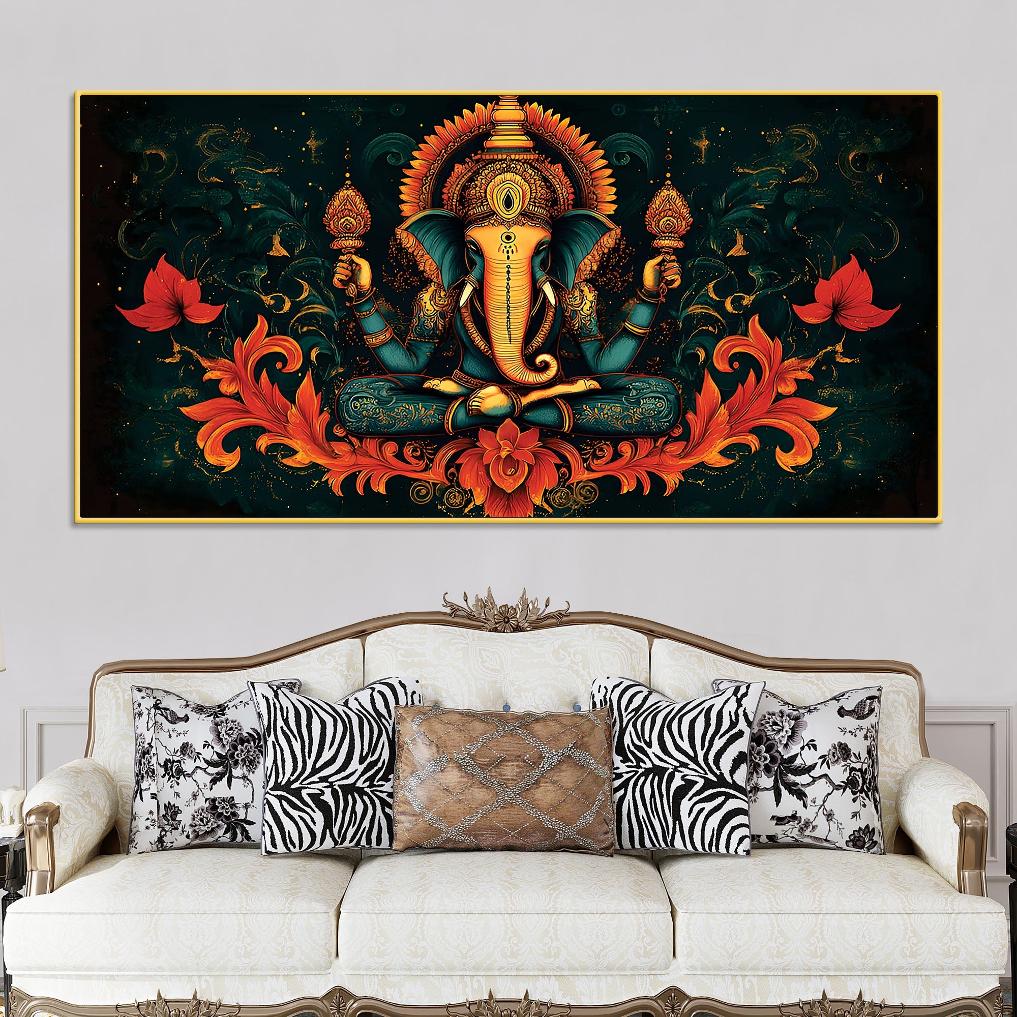 premium-artistic-lord-ganesha-floral-exclusive-canvas-wall-painting
