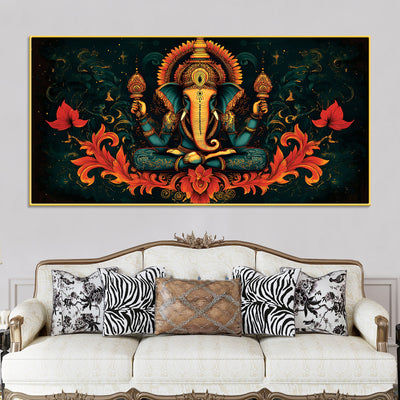 premium-artistic-lord-ganesha-floral-exclusive-canvas-wall-painting