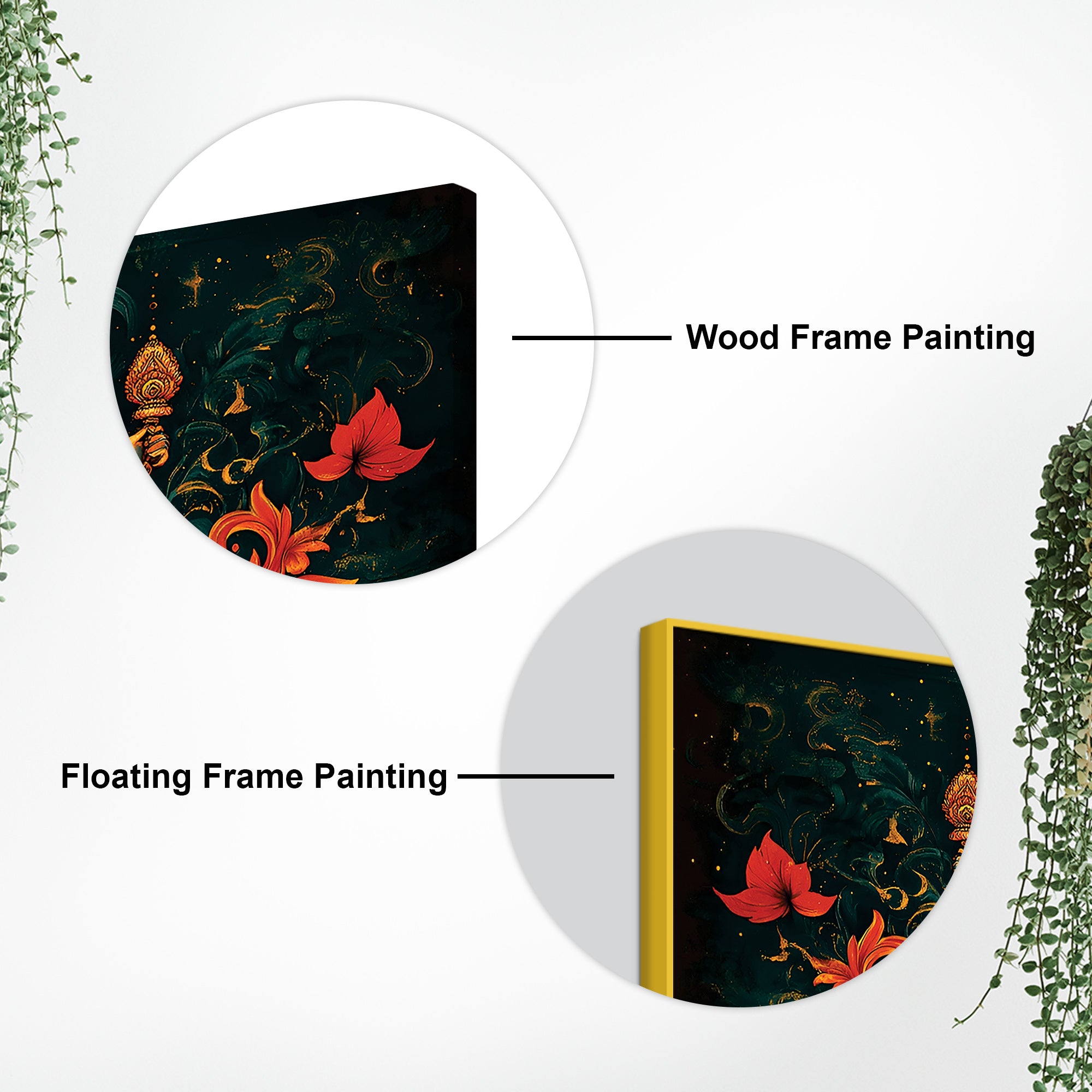 Premium Artistic Lord Ganesha Floral Exclusive Art Canvas Wall Painting for Home & Office Spaces – Modern Religious Wall Art