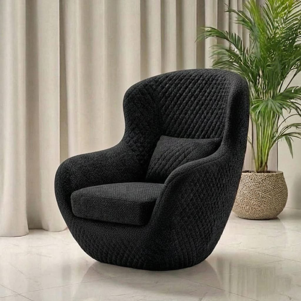 Premium Fabric Accent Chair with Gold Detailing | Modern Home Furniture