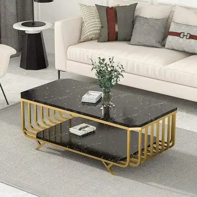 Premium Black Marble Top Center Table With Storage