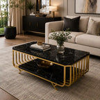 Premium Black Marble Top Center Table With Storage