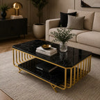 Premium Black Marble Top Center Table With Storage