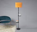 Premium Black Metal Finish Orange Color Floor Lamp with 2 Storage Shelf