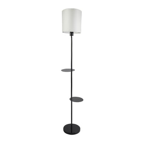 Premium Black Metal Finish White Color Floor Lamp with 2 Storage Shelf