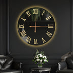 Premium Black Mirror LED Wall Clock with Elegant Roman Numerals