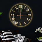 Premium Black Mirror LED Wall Clock with Elegant Roman Numerals