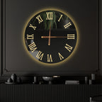Premium Black Mirror LED Wall Clock with Elegant Roman Numerals