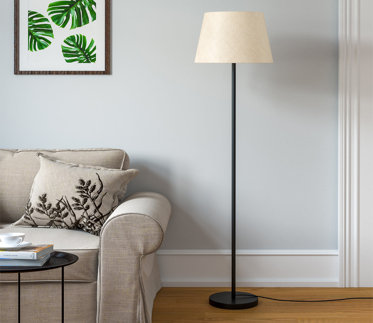 Premium Black Polished Modern Metal Sleek Floor Lamp