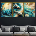 Premium Blue Ocean Nature Acrylic Wall Painting Set of 3