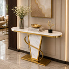 Premium Bold Marble Console Table with Artistic Twisting Gold Frame