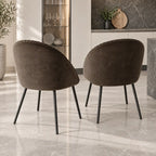 Premium Brown Velvet Dining Chair with Ribbed Back & Black Metal Legs