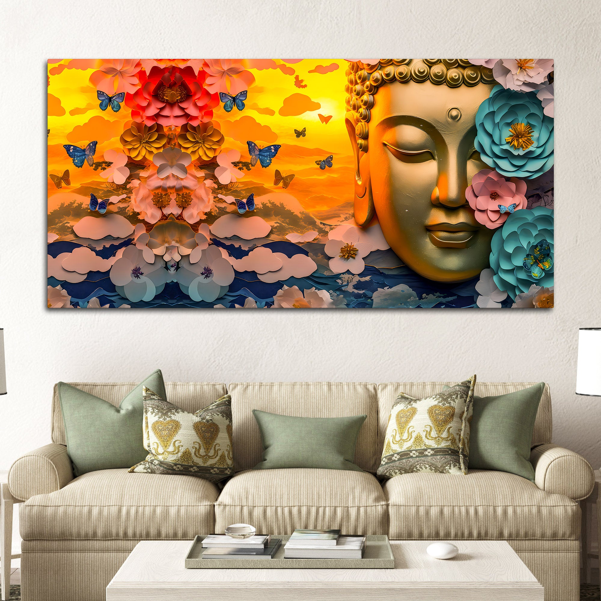Premium Buddha Canvas Wall Painting for Elegant Home Decoration
