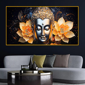 Premium Buddha Crystal Glass Wall Painting for Office Décor