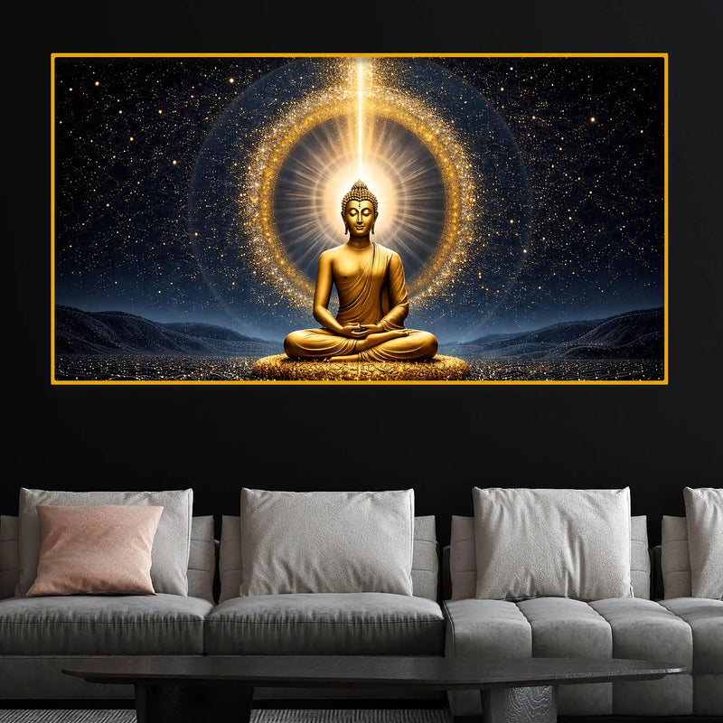 Premium Buddha Meditation Crystal Glass Painting for Living Room
