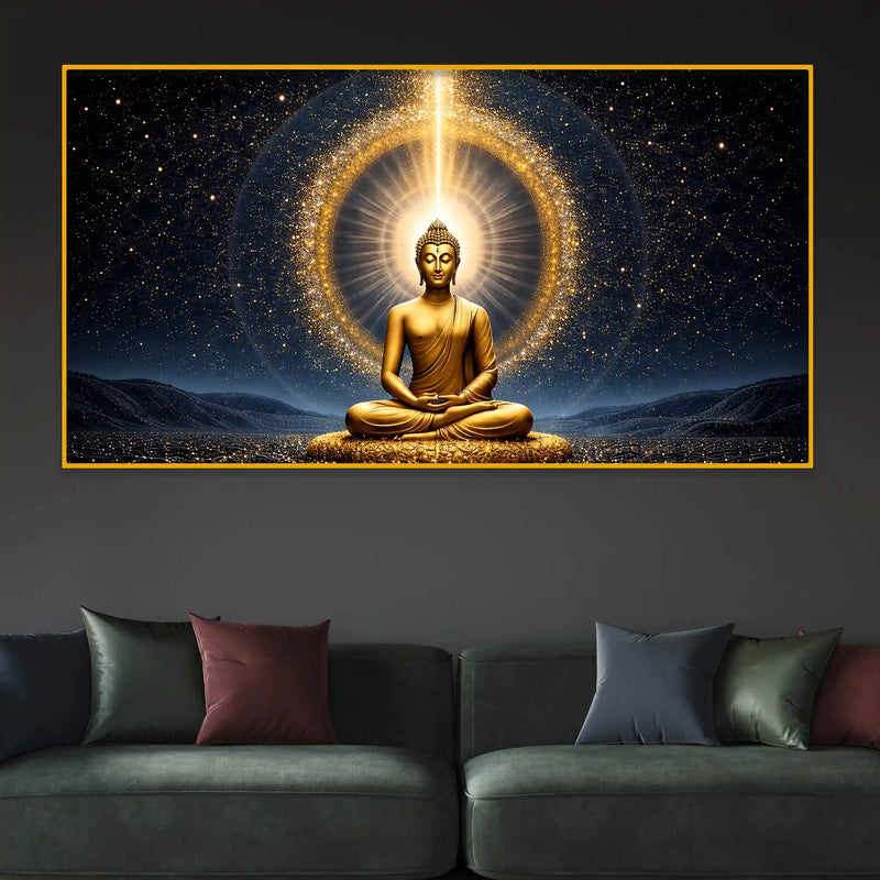 Premium Buddha Meditation Crystal Glass Painting for Living Room