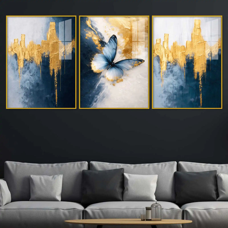 Premium Butterfly Dream Floating Acrylic Wall Painting Set of 3