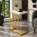 Premium C-Shaped White Marble Designer Side Table