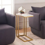 Premium C-Shaped White Marble Designer Side Table