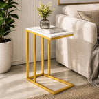 Premium C-Shaped White Marble Designer Side Table