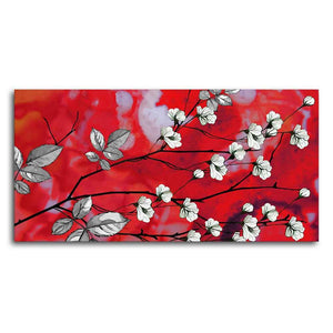 Premium Canvas Abstract Art Painting of White Flowers