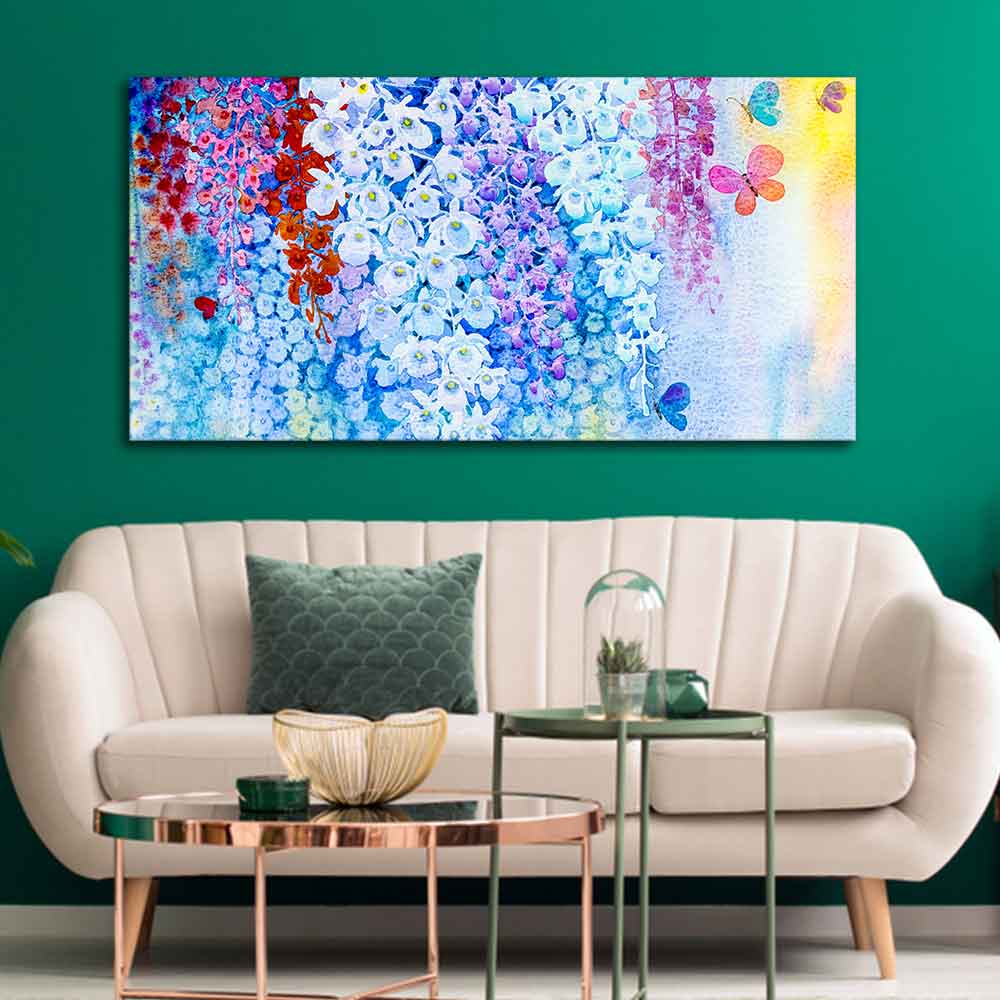 Premium Canvas Abstract Art Wall Painting of Orchid Flowers