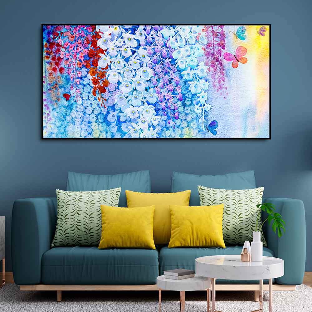 Premium Canvas Abstract Art Wall Painting of Orchid Flowers