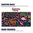 Premium Canvas Folk Art Painting of Animals in Dark Forest