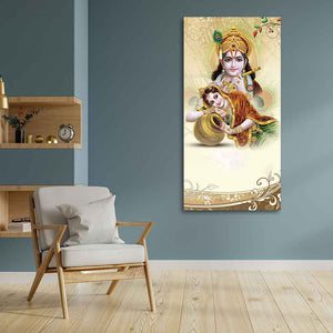 Premium Canvas Vertical Wall Painting of Lord Radha Krishna