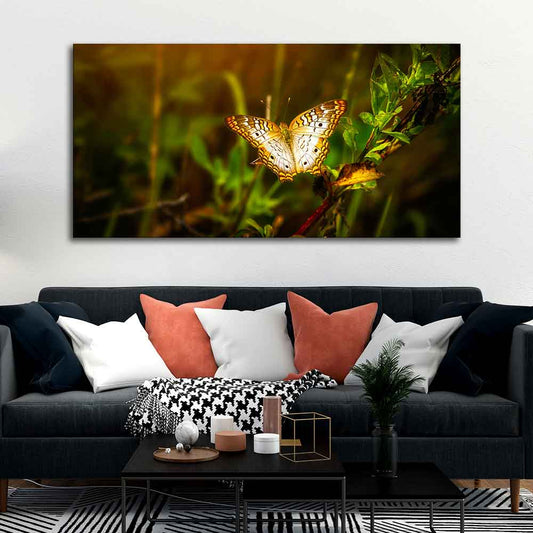 Premium Canvas Wall Painting of A Beautiful Butterfly in Forest