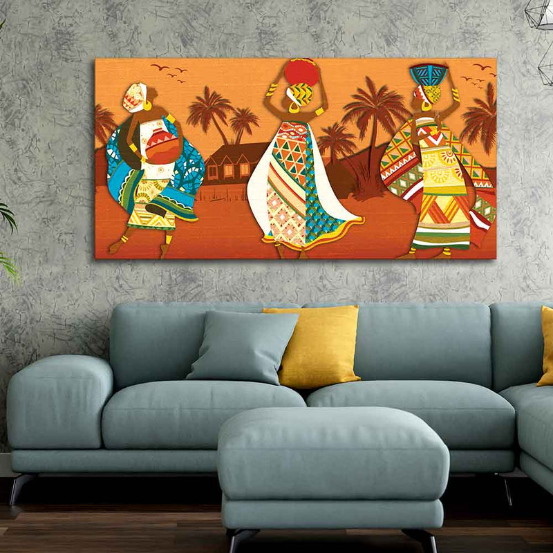 Premium Canvas Wall Painting of African Lady Dancing