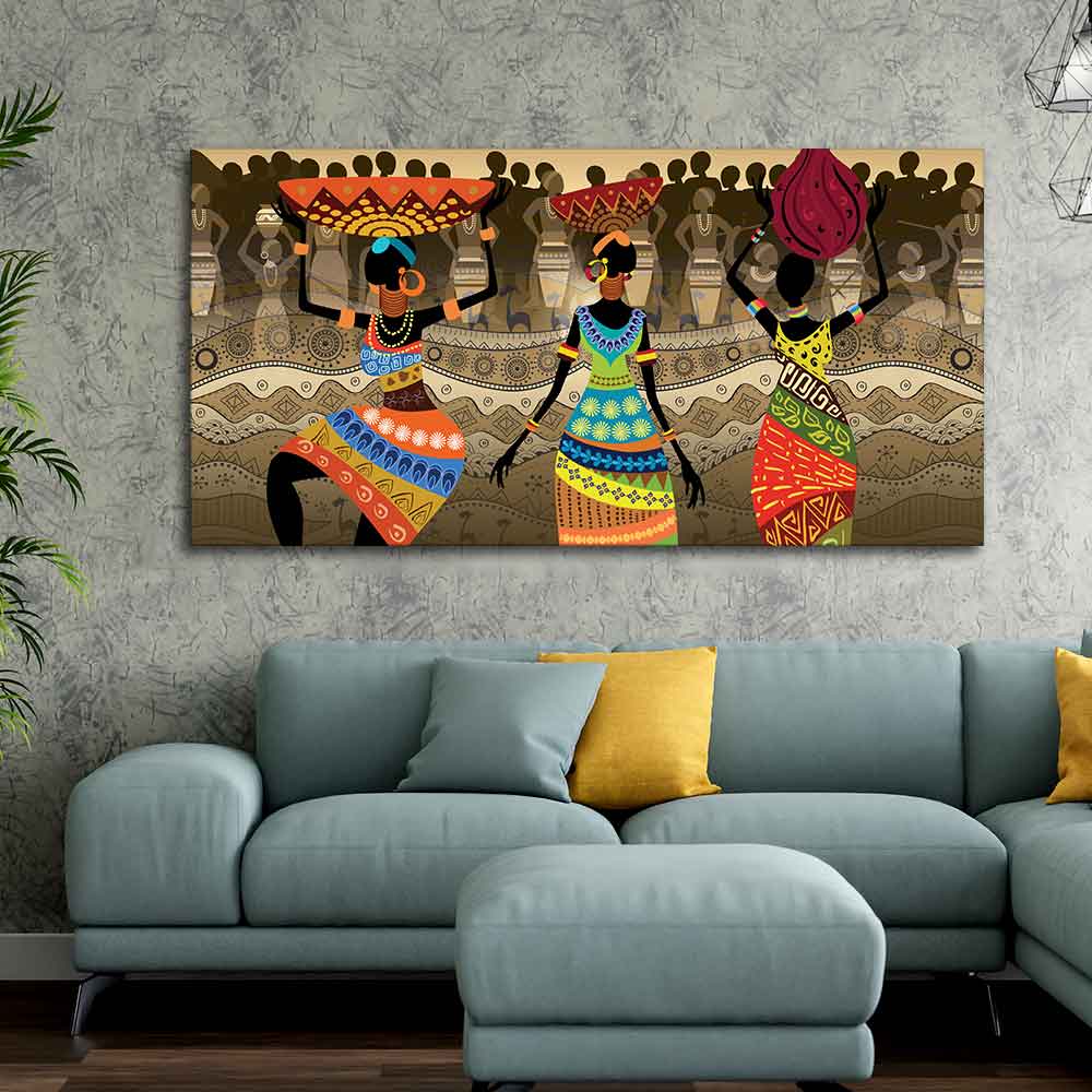 Premium Canvas Wall Painting of African Warli Art