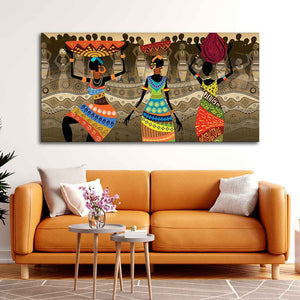 Premium Canvas Wall Painting of African Warli Art