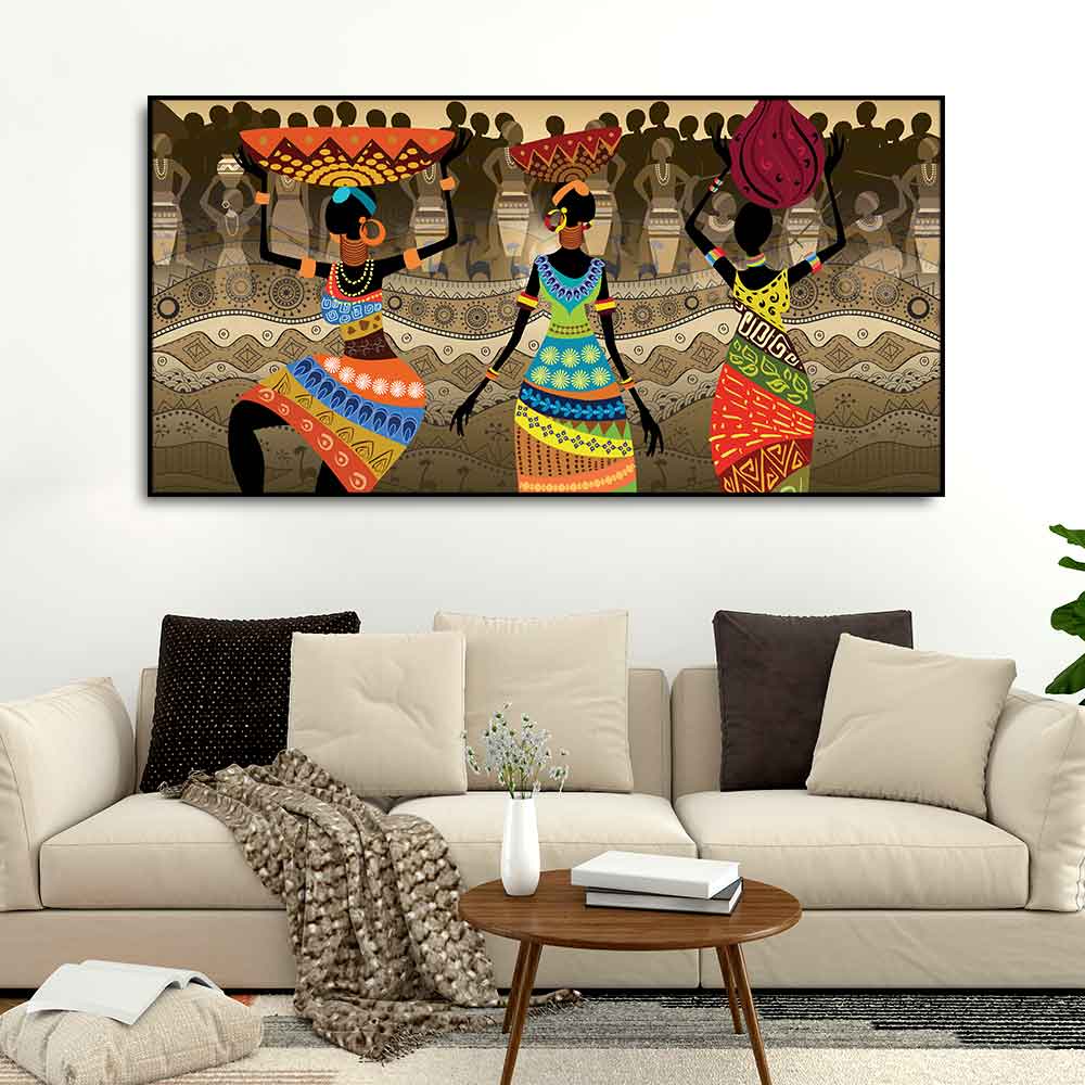 Premium Canvas Wall Painting of African Warli Art