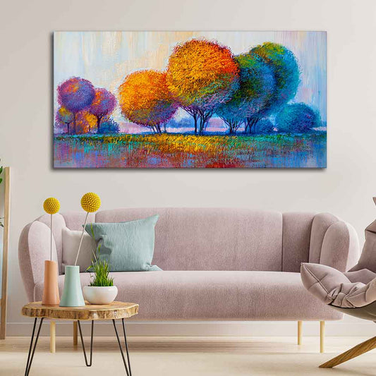 Premium Canvas Wall Painting of Beautiful Colorful Trees