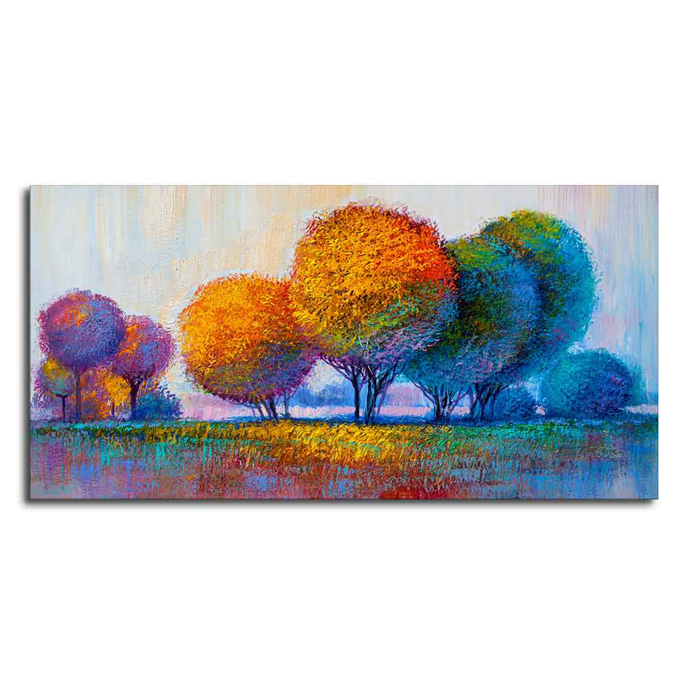 Premium Canvas Wall Painting of Beautiful Colorful Trees