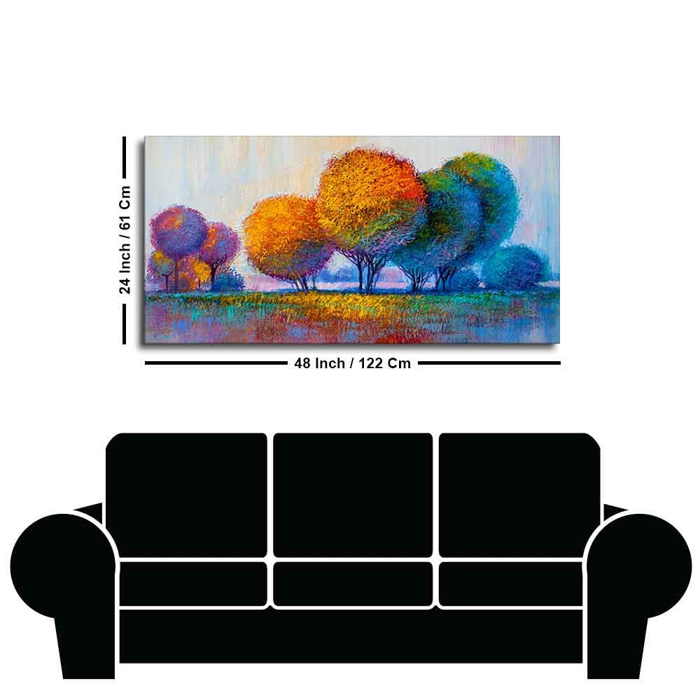 Premium Canvas Wall Painting of Beautiful Colorful Trees