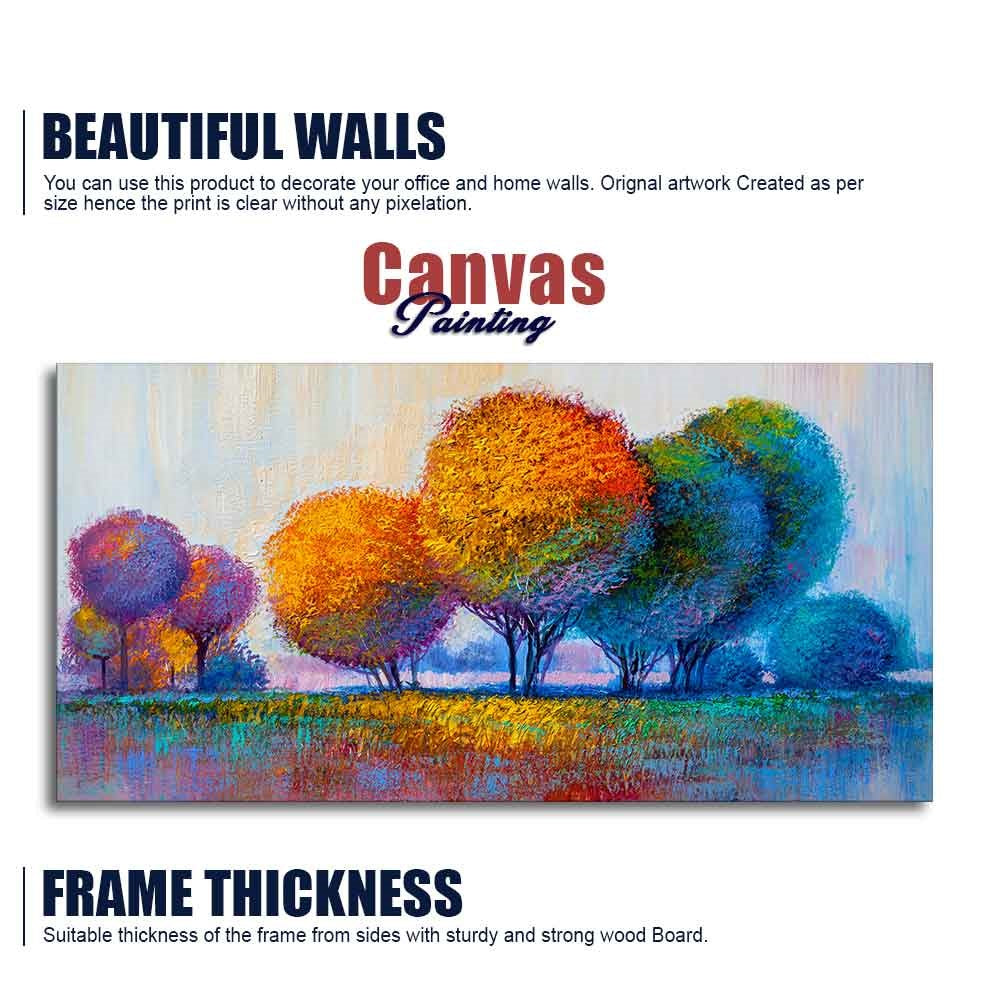 Premium Canvas Wall Painting of Beautiful Colorful Trees