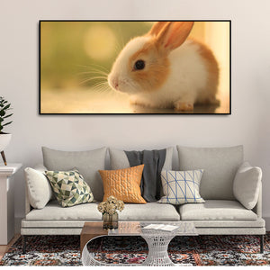 Premium Canvas Wall Painting of Cute White & Brown Bunny