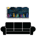 Premium Canvas Wall Painting of Golden Birds Flying over The Dark Forest
