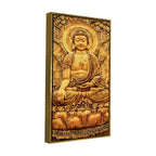 Premium Canvas Wall Painting of Golden Lord Buddha Sculpture
