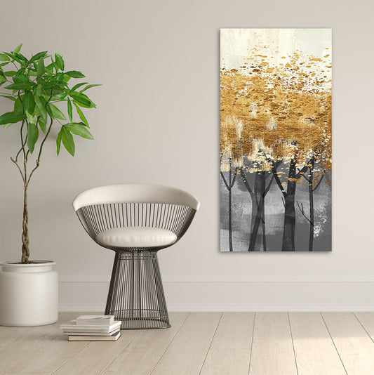 Premium Canvas Wall Painting of Golden Metallic Forest