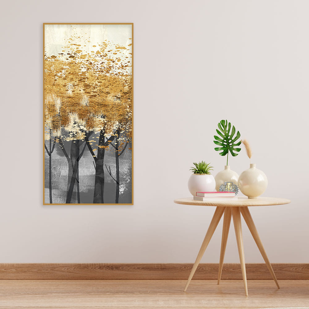 Premium Canvas Wall Painting of Golden Metallic Forest