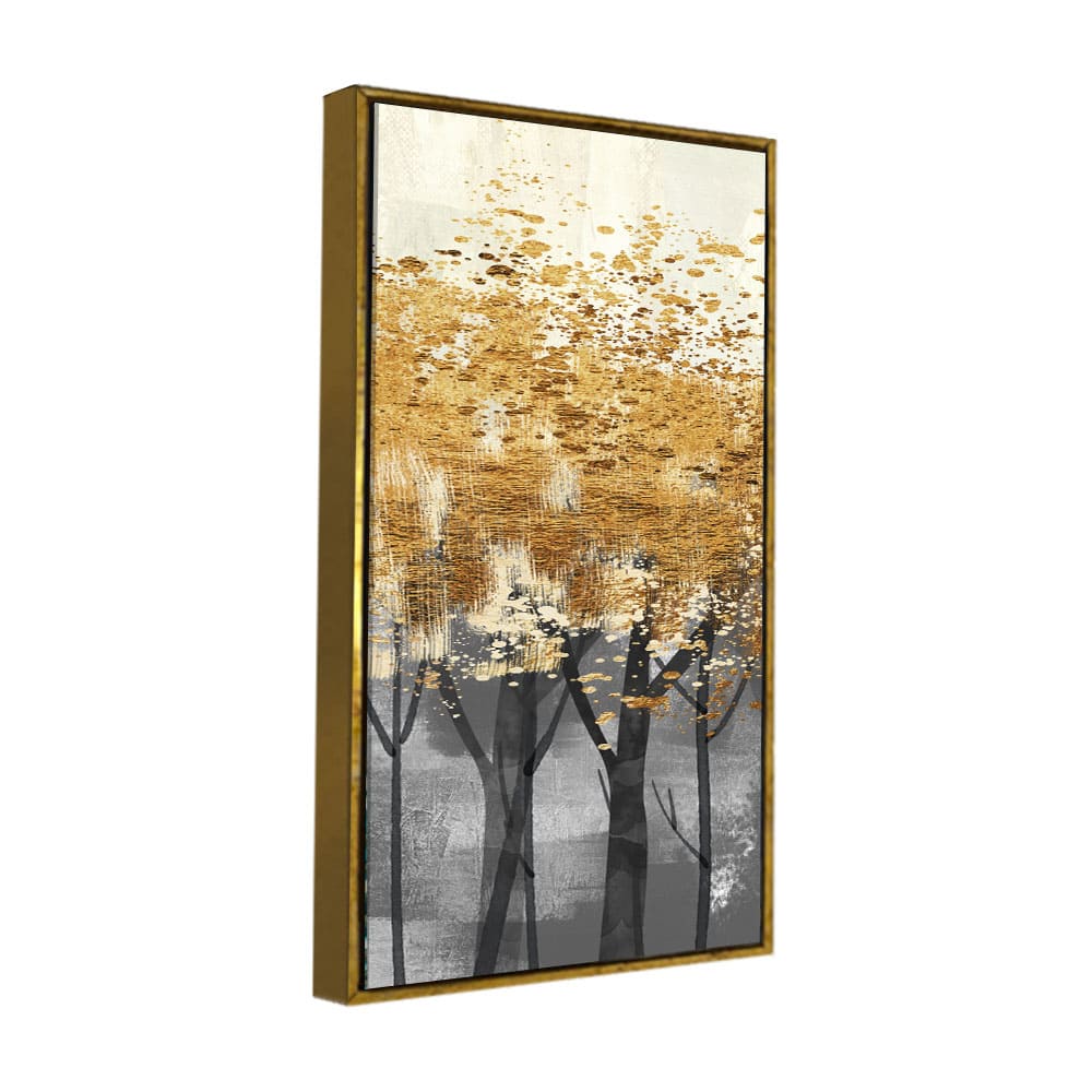 Premium Canvas Wall Painting of Golden Metallic Forest