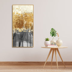 Premium Canvas Wall Painting of Golden Pattern Metallic Forest