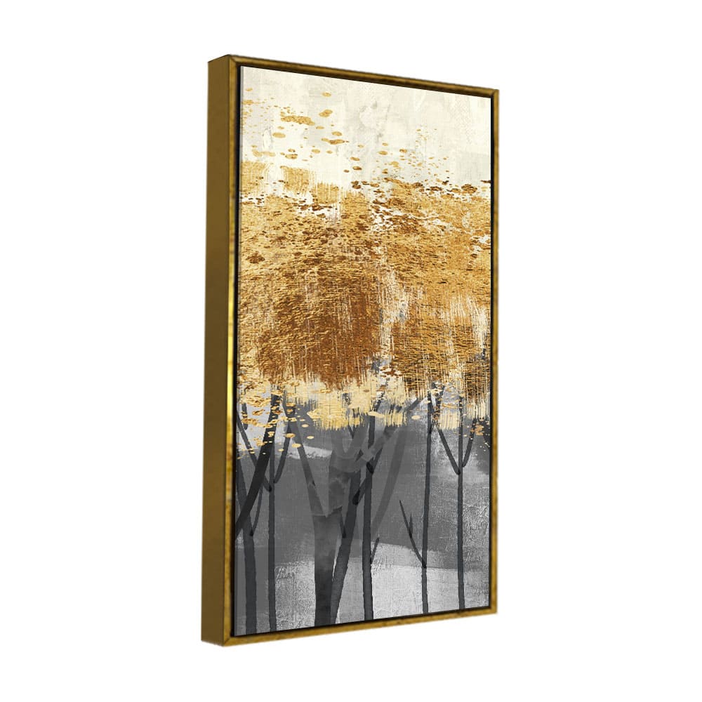 Premium Canvas Wall Painting of Golden Pattern Metallic Forest