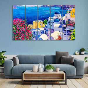 Premium Canvas Wall Painting of Greek Scenery of Five Pieces