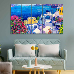 Premium Canvas Wall Painting of Greek Scenery of Five Pieces